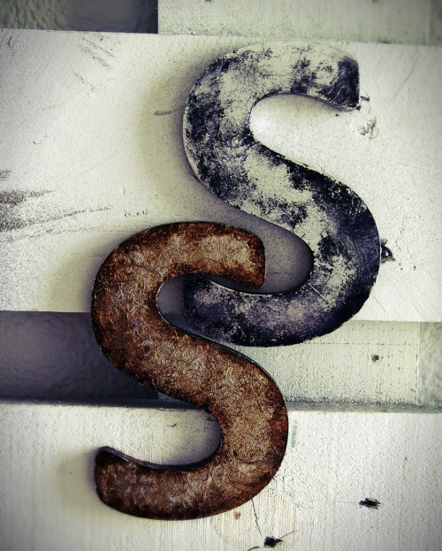 Letters cut  from PVC with  metallic effect textures